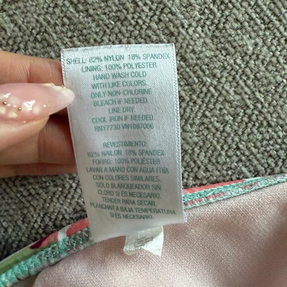 Kona Sol Floral Triangle Bikini Top Sz S Blue Pink Tie Back Swimwear - Picture 4 of 4